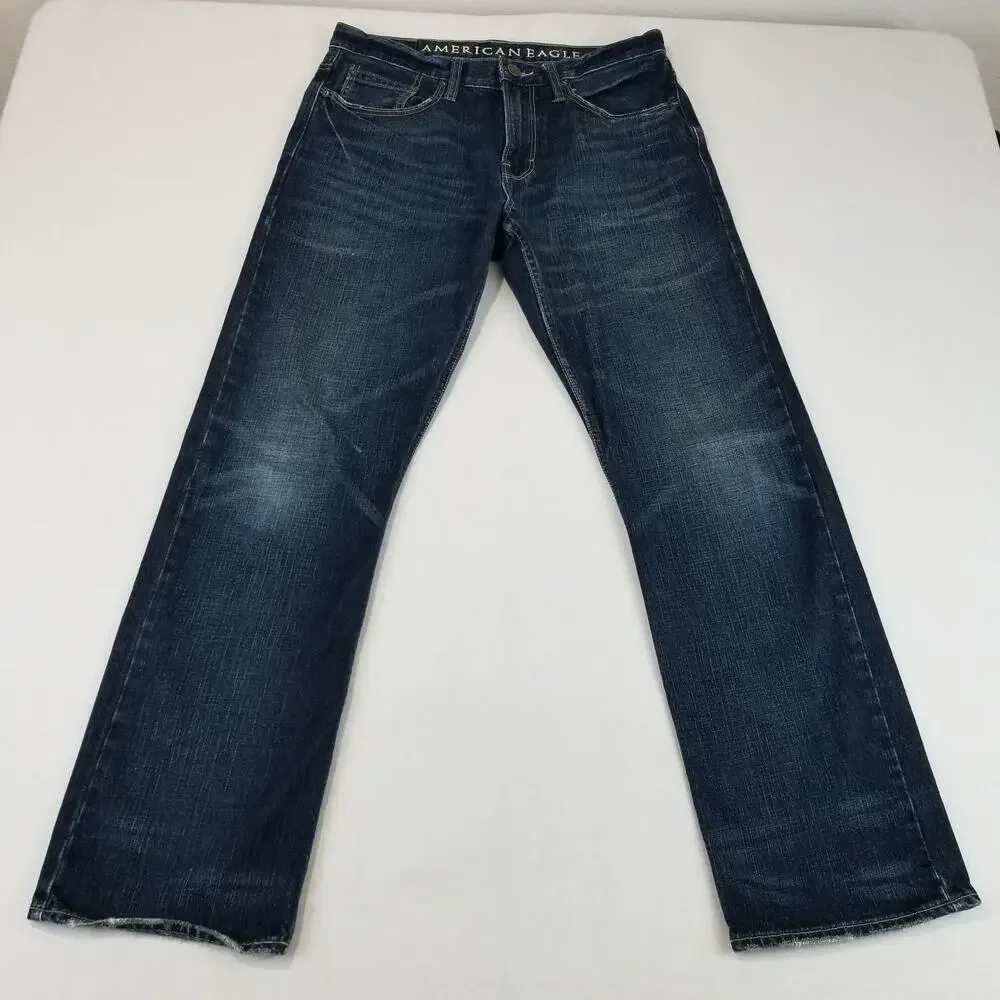 American Eagle Outfitters Jeans Mens 31x32 Blue Relaxed Straight Cotton Denim